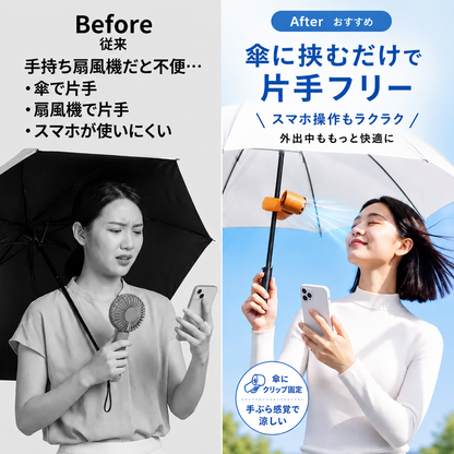 NOKOFAN™【売上No.1】5段階送風ハンディファン｜180°回転・超強風モデル